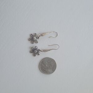 Sterling Silver Flower Hook Earrings 925